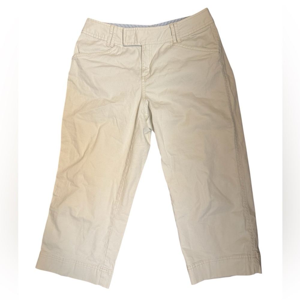 EDDIE BAUER Capri Crop Pants Hiking Women's Khaki Sand Taupe SZ 2 Outdoors EUC